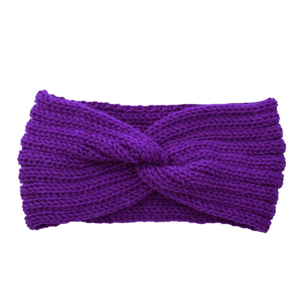 Minnieouse Diadema de ganchillo, banda para la cabeza deportiva de estilo Simple, banda para el sudor transpirable, diadema elástica suave para Accesorio para el cabello Morado oscuro