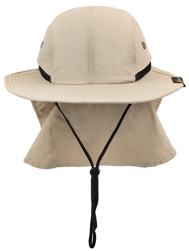 Homme en plein air Pêche Randonnée Armée Militaire snap Brim Neck Cover Sun Flap Hat SJP 