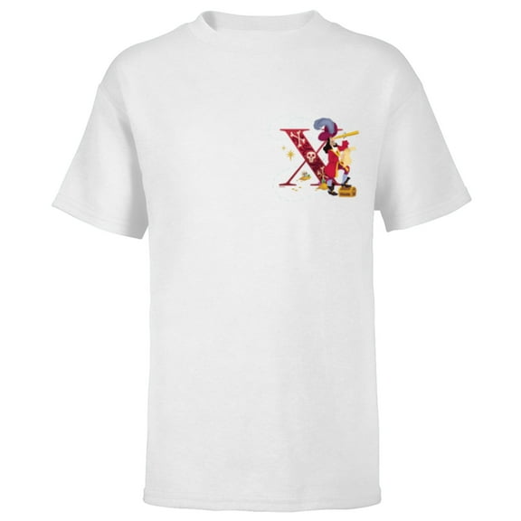 Disney Villains Alphabet Monogram Captain Hook Letter X - Short Sleeve T-Shirt for Kids - Customized-White