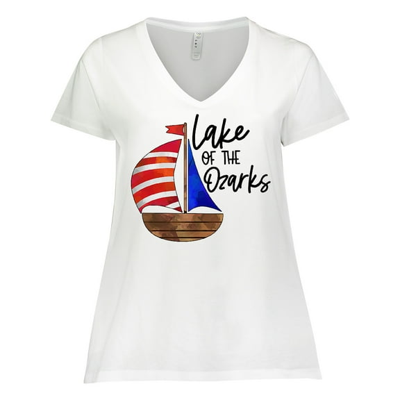 Inktastic Lake of the Ozarks Sailboat Women's Plus Size V-Neck T-Shirt