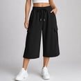 thumbnail image 4 of Eagokdc Lightweight Capri Pants for Women Loose Cotton Casual Sports Summer Wide Leg Capris With Pocket Size S-5XL, 4 of 8