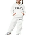 thumbnail image 3 of Fgnfyis Girls Fall and Winter Outfits Set Long Sleeve Solid Warm Hoodie Pullover with Pants Kids Casual Wear Sweatsuit for Toddler and Child White 12-13 Years, 3 of 6
