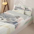 thumbnail image 2 of Manfei Watercolor Kitten Zipper Full Size Comforter Sets with Fitted Sheet and 2 Pillowcases, Cute Cat Illustration Zipper Bedding Set, Cream Green Pink, Gray Reversible, 4-Piece, 2 of 7