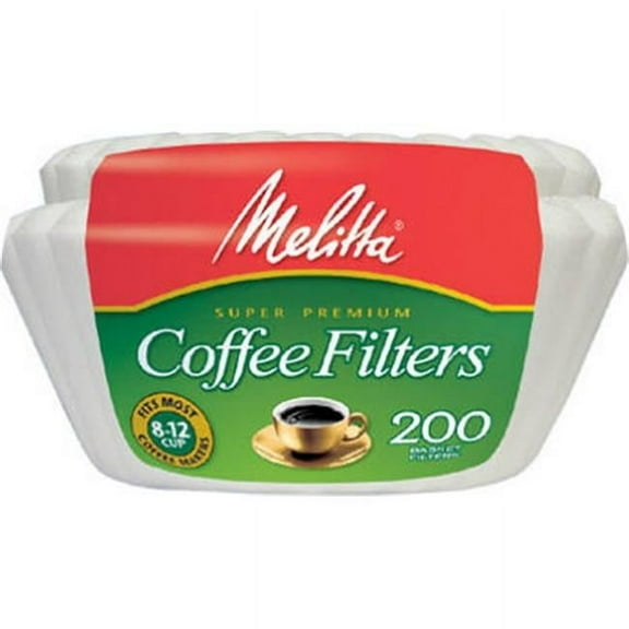 Melitta 629524 8 Cup Coffee Basket Filter, White, Count 200