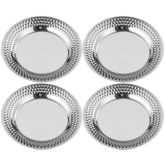 4 Pcs Silver Charger Plates, Stainless Steel Round Plates 10.24 in, Elegant Table Setting for Home & Commercial Use, Wedding, Party, and Holiday Decor