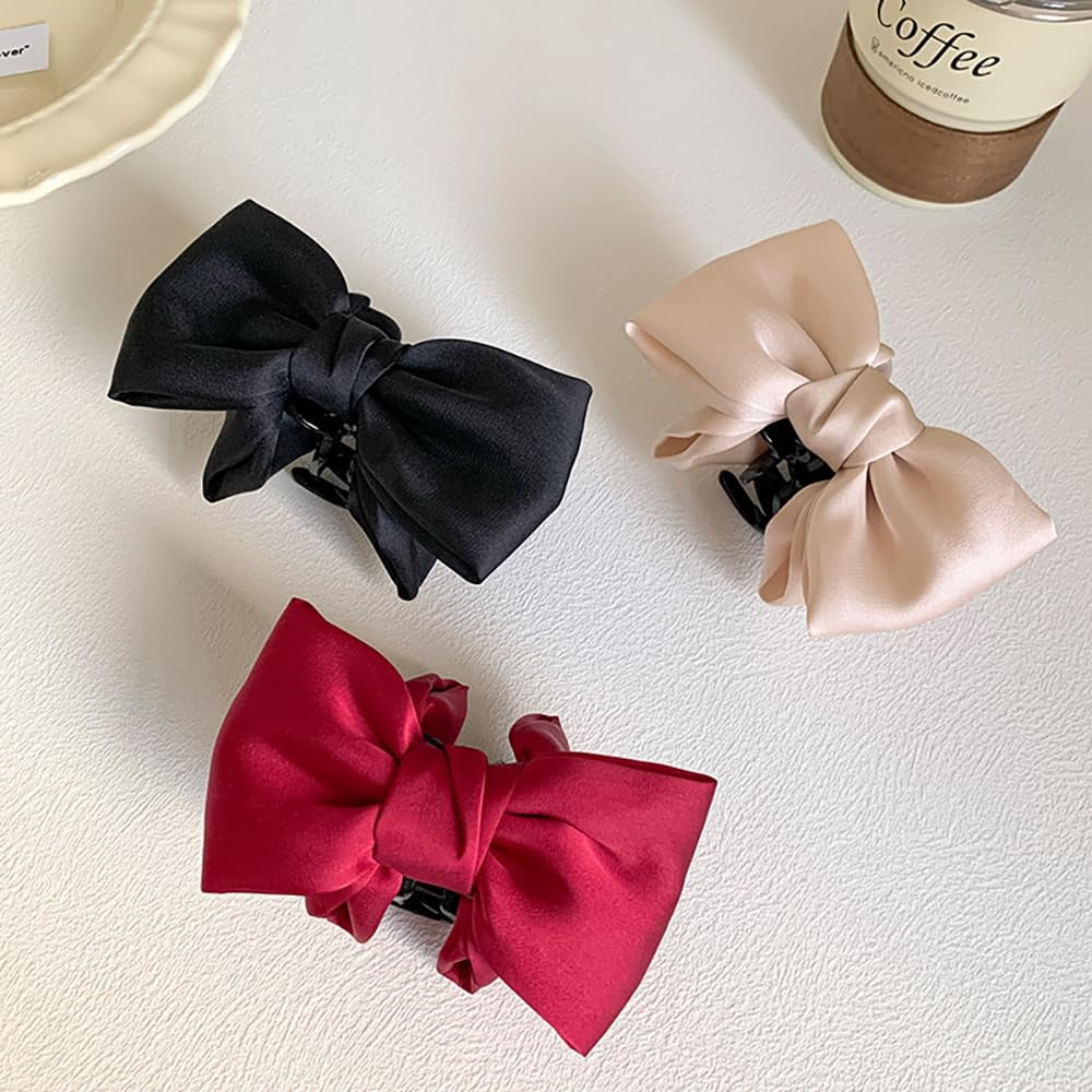 Elegant Bow Hair Claw Clip Satin Bows Claw Clips for Women White Bow Clips Hair Accessory Perfect for Formal Occasions Everyday Elegance for Girls with Long Thick Hair for all types 1pc