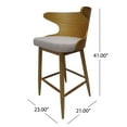 thumbnail image 4 of GDF Studio Cortland Mid Century Modern Fabric Upholstered Wood 30.5 Inch Barstools, Set of 2, Light Beige and Natural, 4 of 6