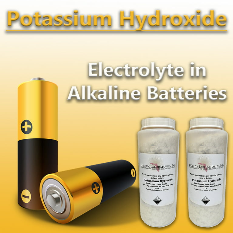 Potassium Hydroxide Flakes KOH, Caustic Potash Anhydrous KOH Dry - 8 lbs -  4 x 2lb Bottles: Essential Depot