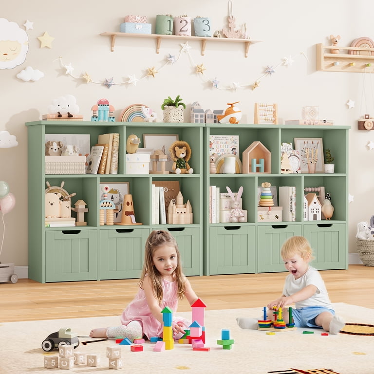 Homfa 5-Cube Toy Storage Organizer with 3 Drawers, Green photo 4
