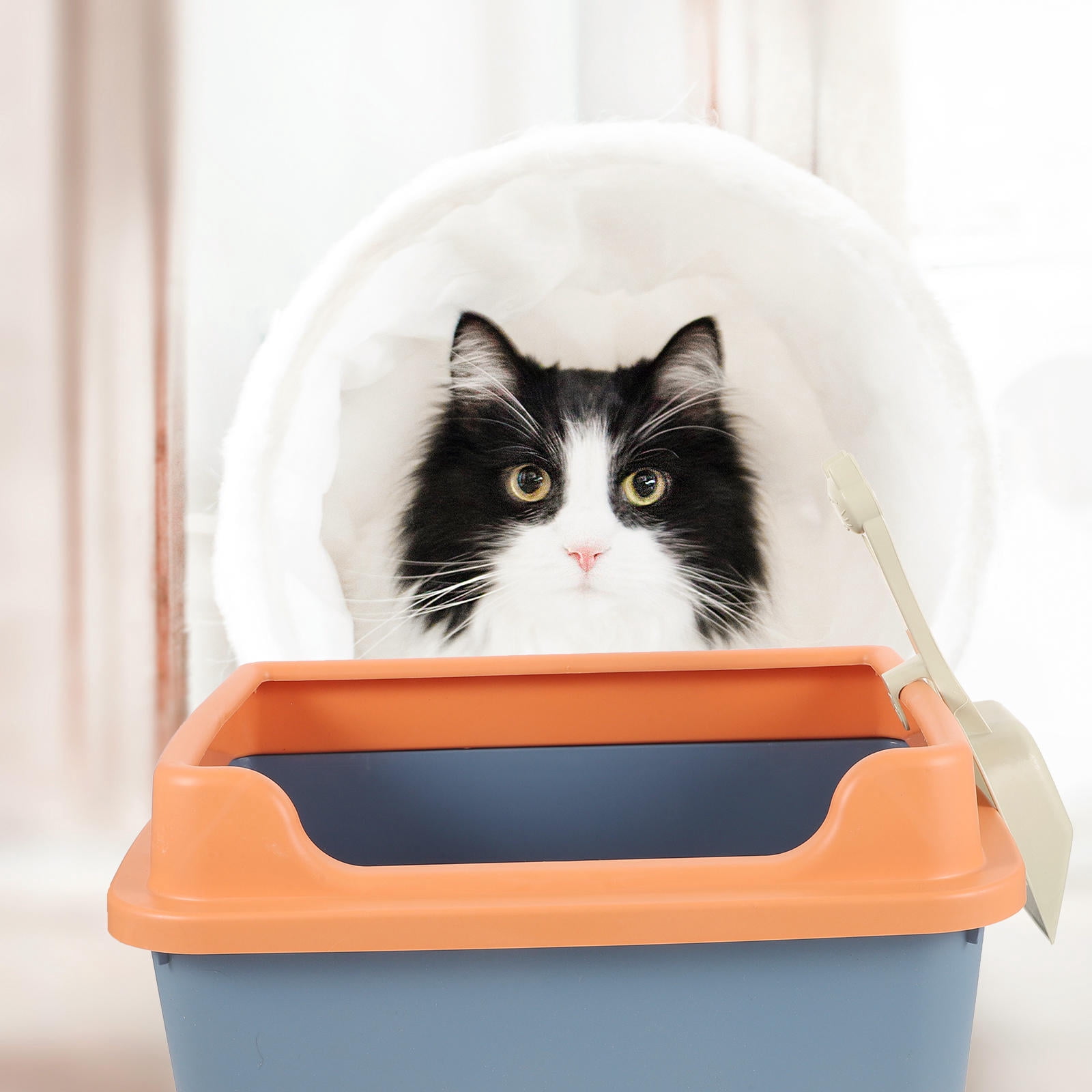 ULTNICE 1 Set of Cat Toilet Litter Box with Spill-Proof Design for Living Room Use