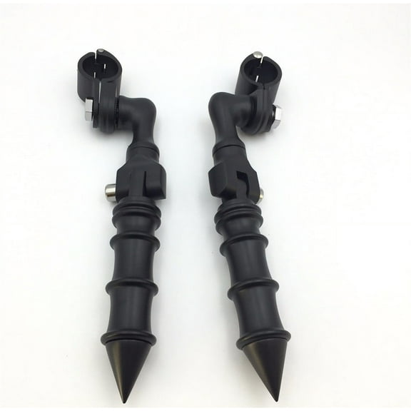 HTT-MOTOR Black Short Angled Adjustable Peg Mounting Kit Foot Peg For Honda GoldWing VTX1300 Shadow Valkyrie Triumph 1-1/2 inch (1.5") Front Engine Guard Frame Tube