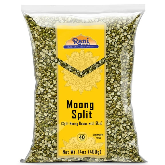 Rani Moong Split (Split Mung Beans with Skin) Lentils Indian 14oz (400g) ~ All Natural | Gluten Friendly | Non-GMO | Kosher | Vegan | Indian Origin