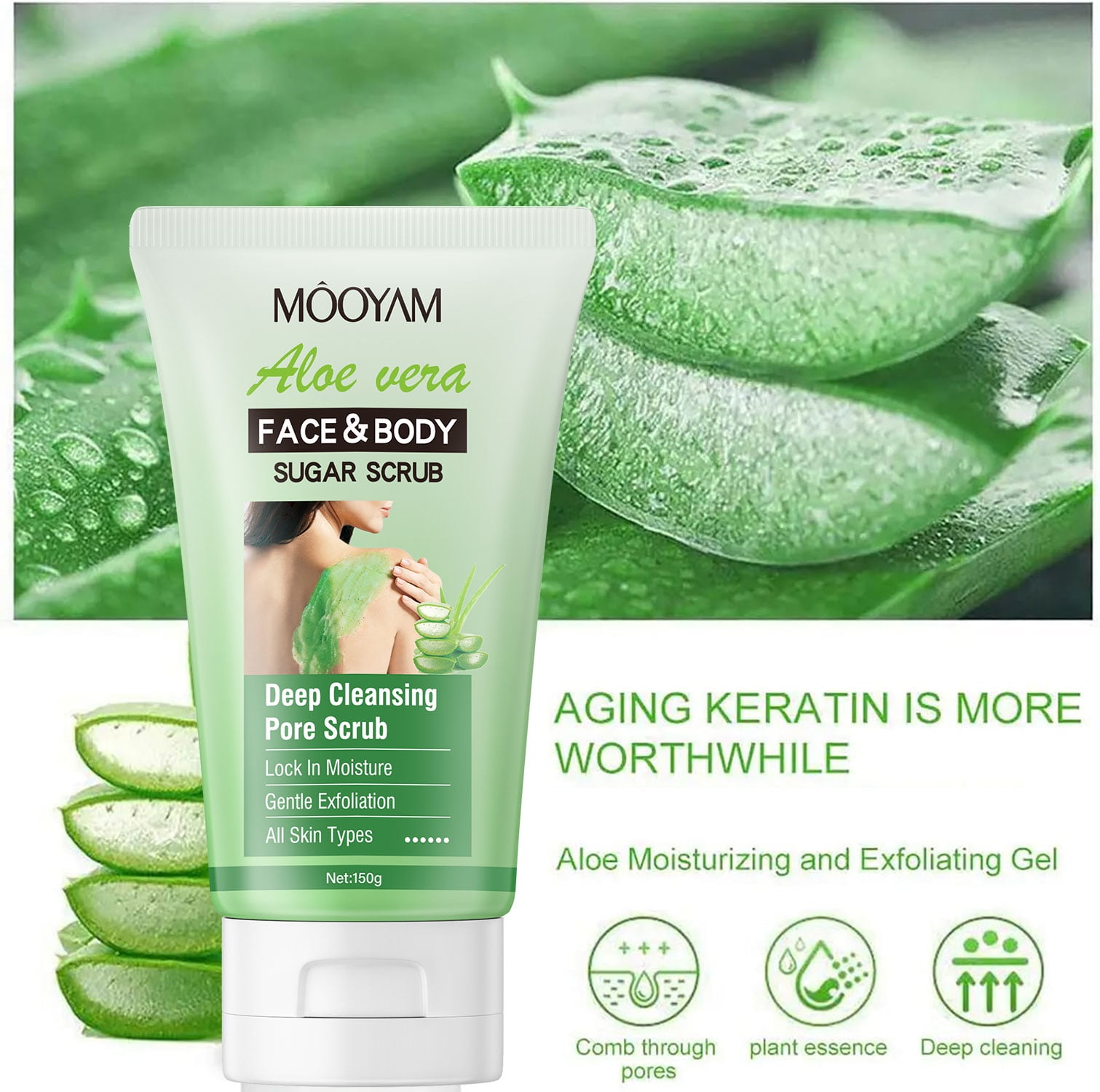 Mooyam Aloe Vera Scrub for Face and Body, Skin Barbados | Ubuy