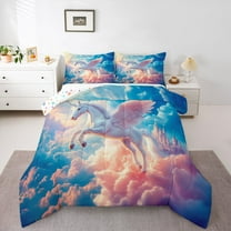 Homewish Magic Animal Unicorn Bedding Comforter Set,Pink Dreamy Castle Twin Comforter Sets,Fairy Tale Theme Bedding Set For Girl Kids,Super Cozy Room Decor Reversible,2 Pieces