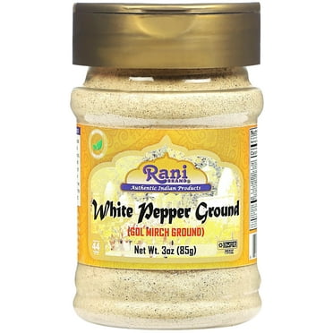 Rani White Pepper (Gol Mirch), Ground Spice 3oz (85g) PET Jar ~ All Natural | Vegan | Gluten Friendly| NON-GMO | Kosher | Indian Origin