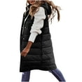 thumbnail image 6 of Erwazi Womens Puffer Vest Winter Hooded Sleeveless Button Long Puffy Jacket Warm Thick Quilted Coats with Pockets, 6 of 8