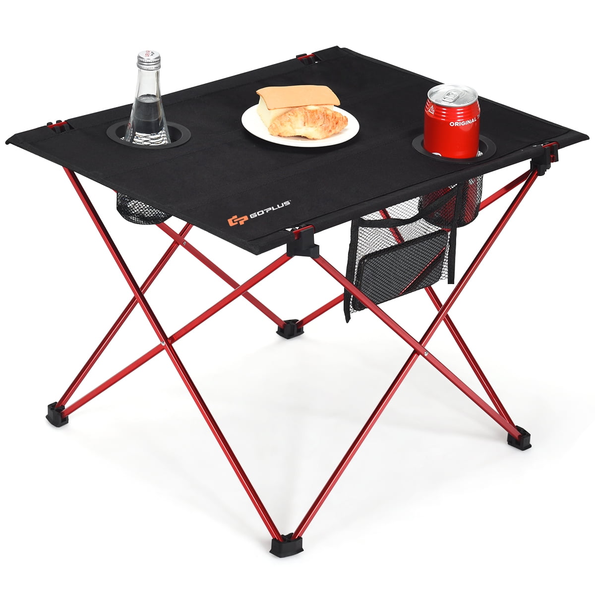 Goplus Foldable Camping Picnic Table w/ Cup Holders for Indoor and