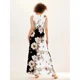 thumbnail image 5 of Vestido largo informal sin mangas con estampado de flores para mujer, cuello en V, estilo bohemio retro, 5 of 5