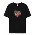 thumbnail image 5 of T Shirts for Women Short Sleeve Cotton Crewneck T-Shirt, Colorful Rose Embroidered Flowers Tee Tops Casual Basic T-Shirts, XS-5XL Black XXL, 5 of 7