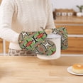 thumbnail image 7 of DouZhe Oven Mitts and Pot Holders Sets, Aztec Style Mosaic Drawing Prints Non-Slip Heat Resistant Kitchen Oven Silicone Glove, 7 of 7