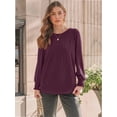 thumbnail image 2 of Womens Long Sleeve Tops Dressy Casual Shirts Pleated Crewneck Basic Blouses Fall Trendy Outfits, 2 of 6