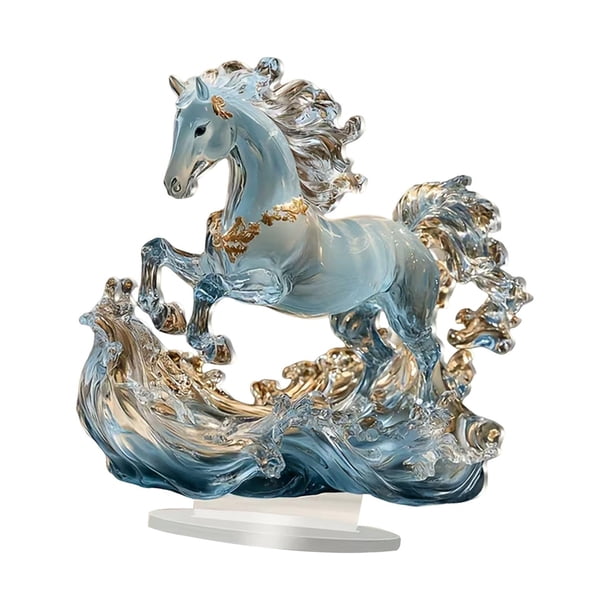 Adorno de caballo acrílico 2D con base, letrero de mesa plano creativo, decoración del Año del Caballo Estilo G