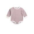 thumbnail image 1 of Qiylii Baby Solid Color Rompers, Long-Sleeves O neck Ribbing Bodysuit Jumpsuit, 1 of 7