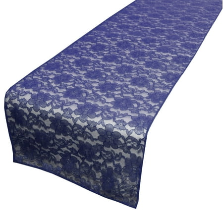 

Light Weight Floral Sheer Lace Table Runner / Wedding Table Top Décor (Pack of 8) Navy