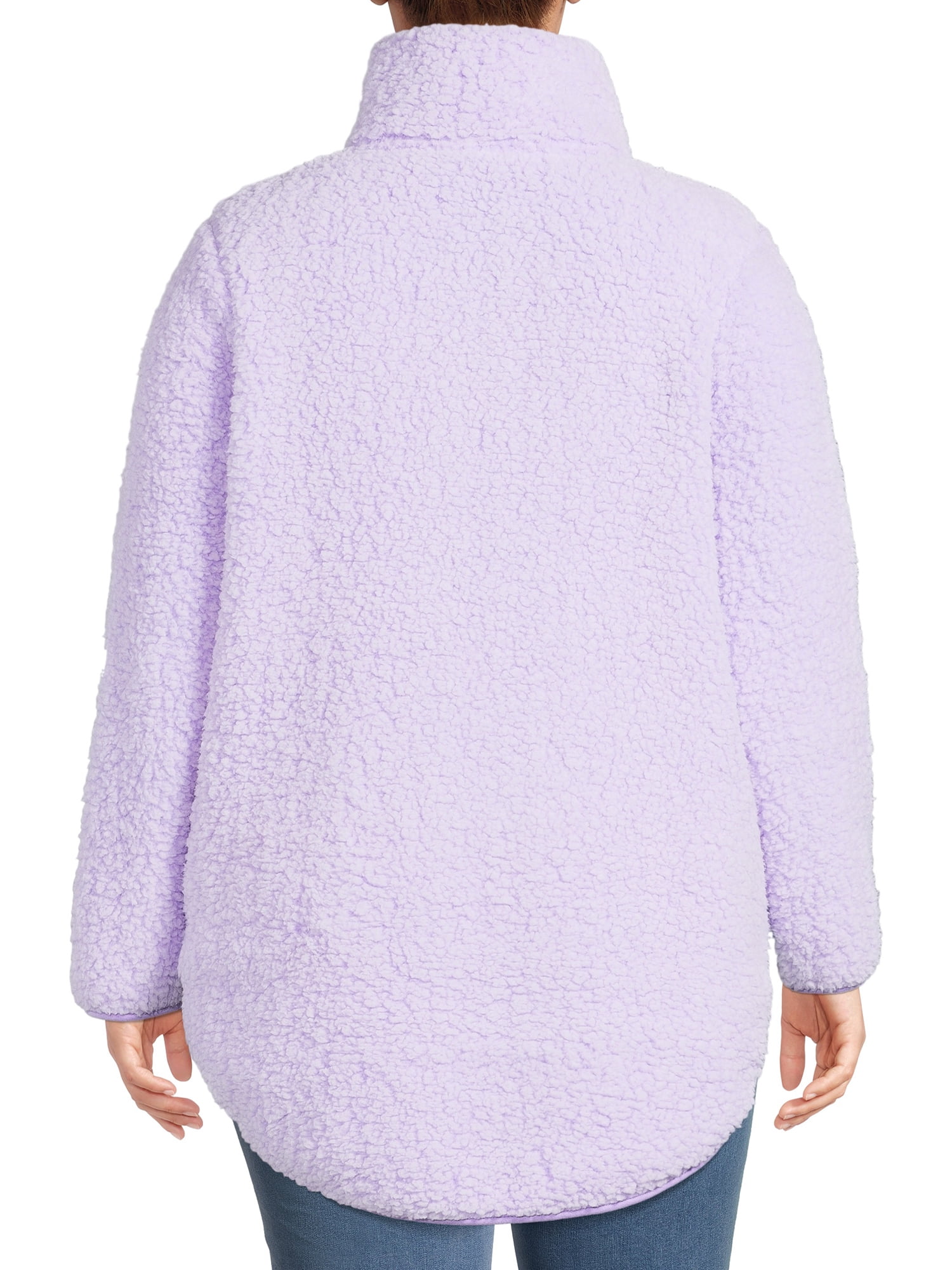 Terra & Sky Women's Plus Size Quarter-Zip Faux Sherpa Pullover