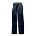 thumbnail image 4 of snilers Men's Pajama Pants Elastic Waist Drawstring Straight Leg Plaid Lounge Pants Lightweight Baggy Soft PJ Bottoms with Pocket, 4 of 4