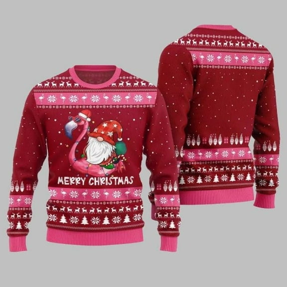2025 Christmas Happy Christmas Flamingo Ugly Christmas Sweater 002