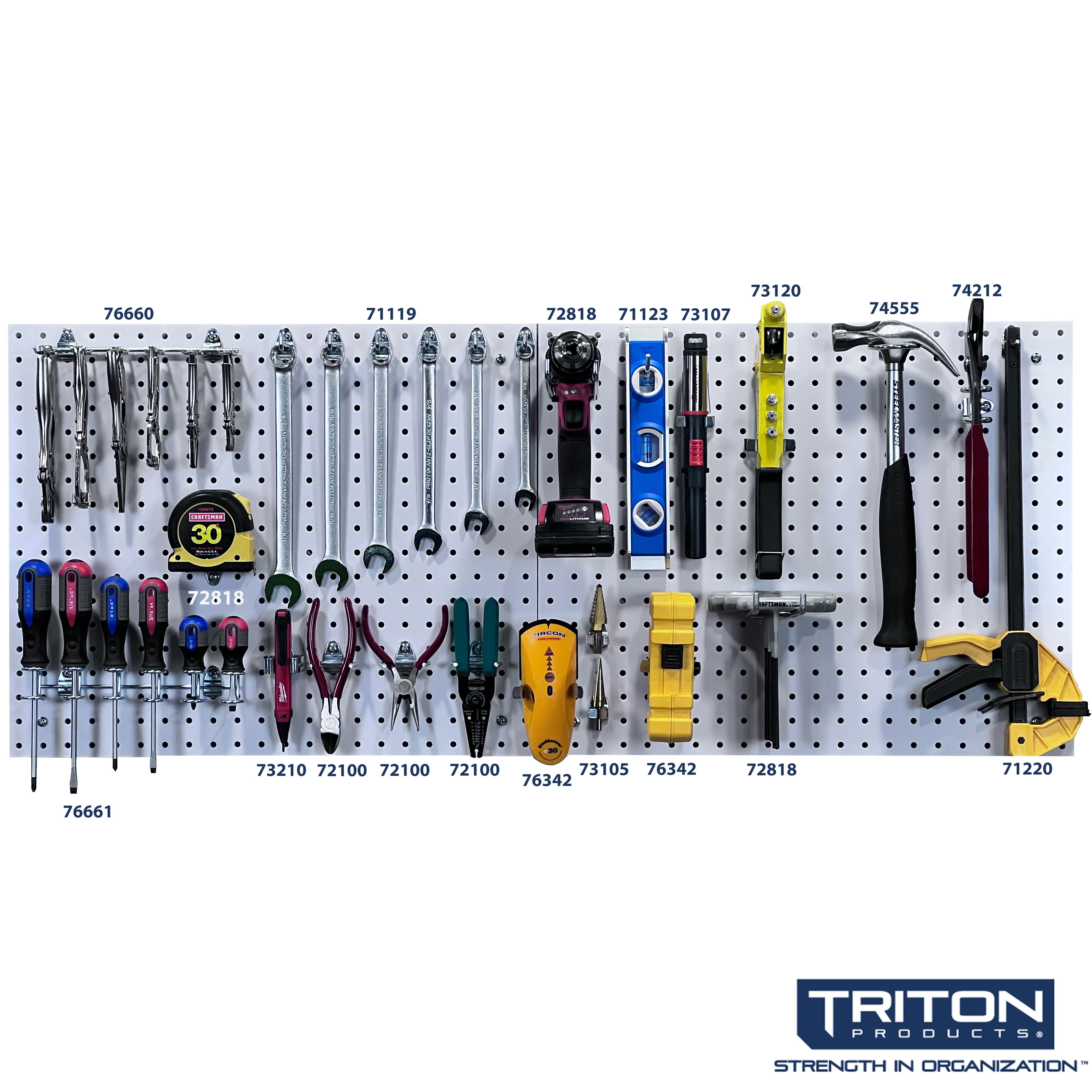 Triton Products (2) 22" W x 18" H x 1/4" D White Polypropylene Pegboards with 9/32" Hole Size