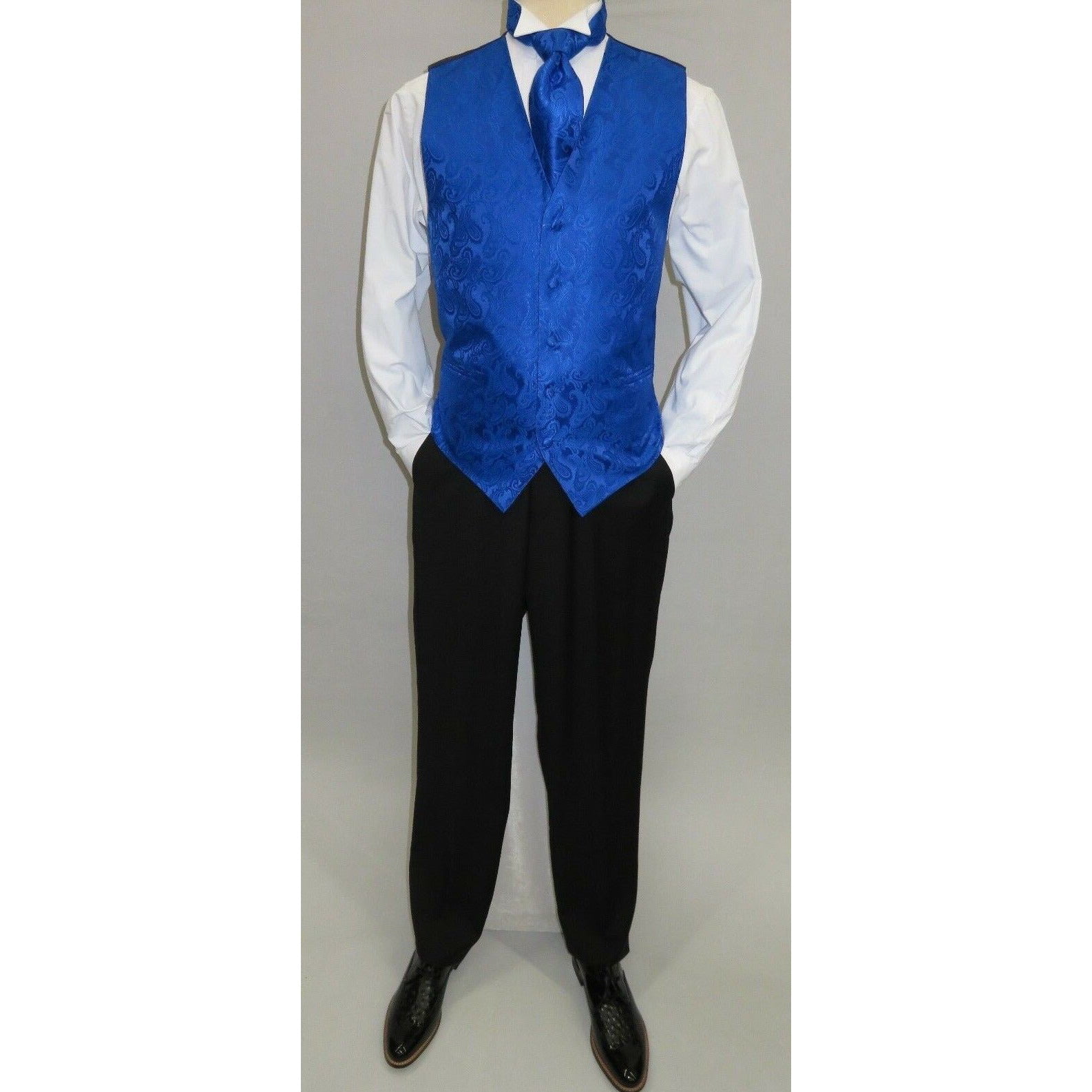 Mens Q BRAND Formal Vest Tie Hanky Set Paisley After Six Assorted Colors 