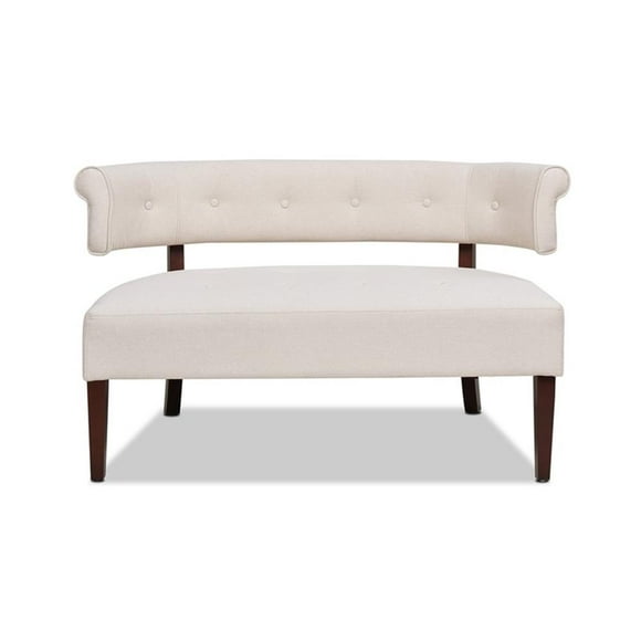 Maklaine Banc Moderne à Bras Roulé en Tissu Polyester Capitonné Crème