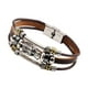 thumbnail image 5 of Pulsera De Cuero 3xPU, Adorno De Moda, Brazalete Multicapa Ajustable Informal, Marrón, 5 of 8