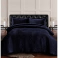 thumbnail image 4 of Capri Medallion Velvet Oversized Solid Quilt Set Teal King 3 Piece, 4 of 5