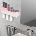 thumbnail image 4 of Taza de adsorción Cepillo de dientes Soporte para pasta de dientes Baño familiar Baño sin perforaciones Soporte para cepillo de dientes para teléfono, rosa, 3 tazas Sweethay HA2692-06B, 4 of 6
