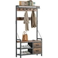 thumbnail image 5 of GIKPAL 5 in 1 Hall Tree, Entryway Bench with Coat Hooks Industrial Entryway Bench with 17 Hooks 2 Drawers and Top Shelf, for Hallway or Living Room, Rustic Brown, 5 of 9
