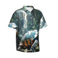 thumbnail image 2 of Daiia Turtle In Jungle Waterfall Hawaiian Shirt for Men Gentle Cotton Regular Short Sleeve Casual-Small, 2 of 9