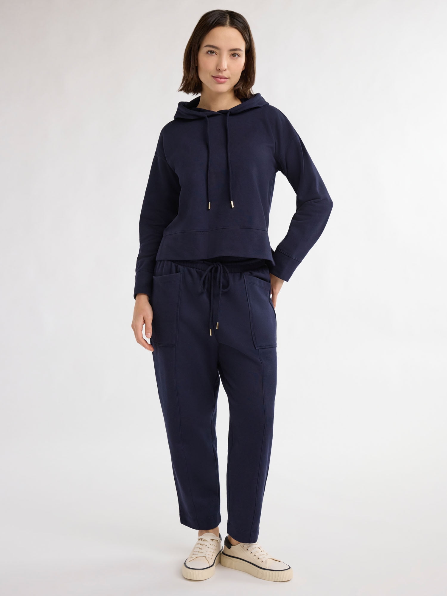 Free Assembly Women's and Women's Plus French Terry Cloth Hoodie with Long Sleeves, Sizes XS-4X