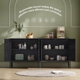 thumbnail image 3 of Brafabhome Sideboard Storage Cabinet with Natural Rattan Doors, Modern 4 Doors Buffet Cabinets with Sturdy Steel Legs for Living Room Bedroom Entryway Kitchen | Black+Natural, 3 of 7