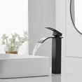 thumbnail image 5 of BWE Vessel Sink Faucet Modern Waterfall Matte Black Single Hole Bathroom Faucet Single Handle with Pop up Drain Without Overflow Assembly Vanity Basin Bath Sink Faucets Mixer Tap, 5 of 9