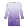 thumbnail image 3 of Aofany Women Nursing Scrub Tops Gradient Printed Working Uniform V Neck 3/4 Sleeve Workwear Blouse T-shirt with Pockets, 3 of 3
