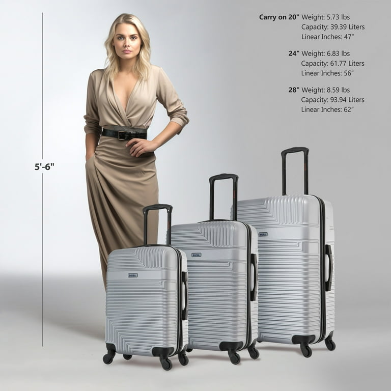 InUSA Resilience 3-Piece Hardside Luggage Sets with Spinner Wheels