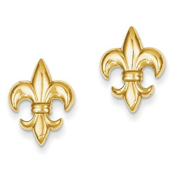 14k Yellow Gold Fleur de Lis Post Push Back Earrings