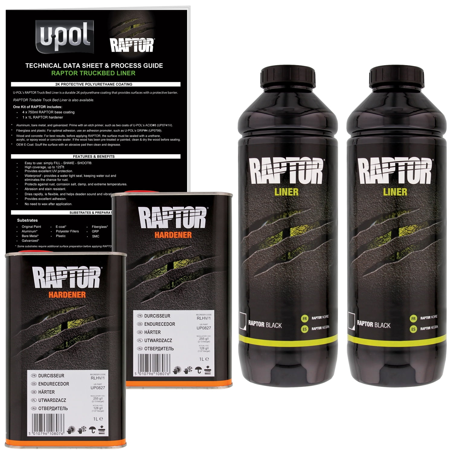 U-POL製 RAPTOR LINER ブラック1L 2セット｜メンテナンス