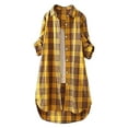 thumbnail image 3 of BiZtdJrK Oversized Plaid Shirts for Women Lightweight Linen High Low Shirt Casual Button Down Lapel Blouses Tops 2024 Fall Long Sleeve Loose Fit Shirt Jacket Back to College Sale Yellow XL, 3 of 4