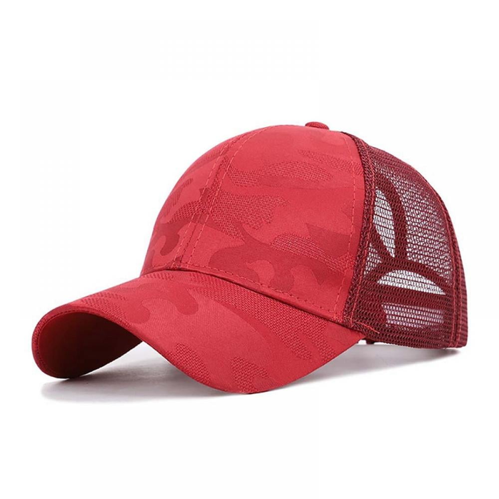 Half Mesh Baseball Caps, Cotton Washed Unisex Adjustable Casual Summer