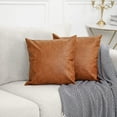 GALMAXS7 2 Brown Faux Leather Pillow Cover Decorative Square Throw