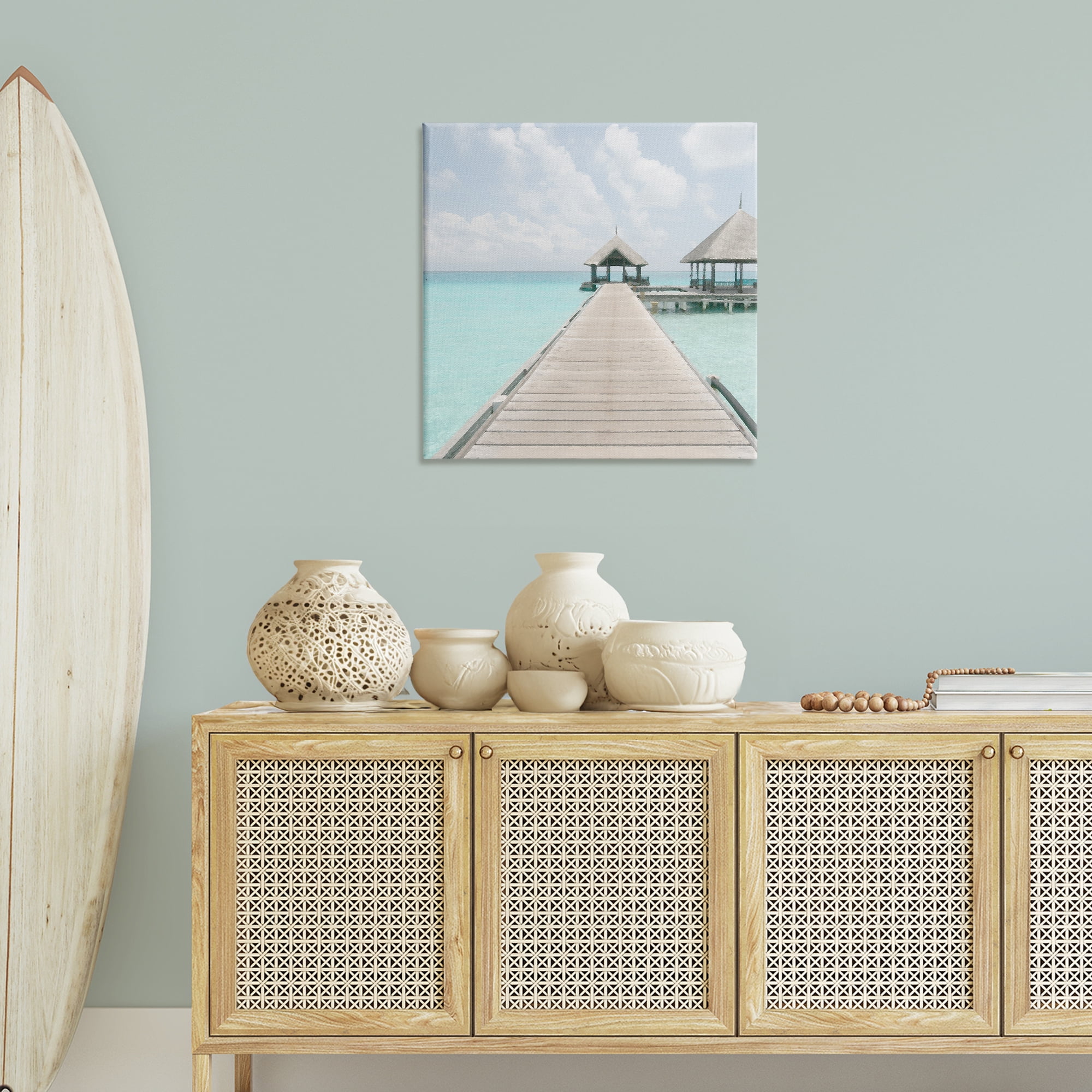 Stupell Industries Tropical Long Pier Coastal Photography Gallery Wrapped Canvas Art Print Wall Art, 30 x 30